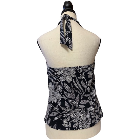 Lands' End black and white floral halter tankini top - Picture 2 of 9
